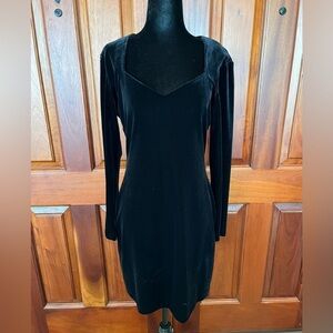 Vtg Betsy & Adam by Jaslene Black Velvet Long Sleeve Dress Bodycon Sz 9/10